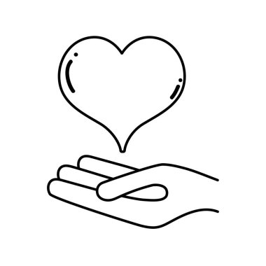 satırı el ile kalp aşk sembolü tutku vektör çizim