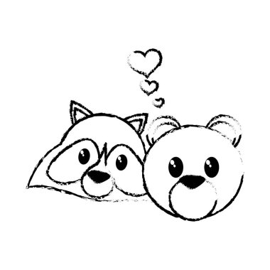 Ayı ve rakun karikatür tasarım