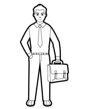 Anahat zarif adam bavul ve giyim tarzı vektör çizim ile