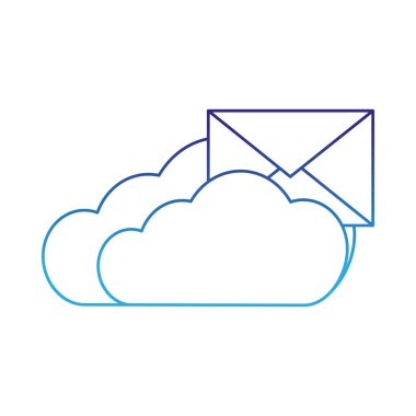 Bulut depolama teknolojisi ve sanal Tema izole tasarım vektör çizim bilgisayar