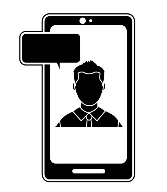 siluet kullanıcı adam sohbet kabarcık vektör çizim ile smartphone içinde meçhul