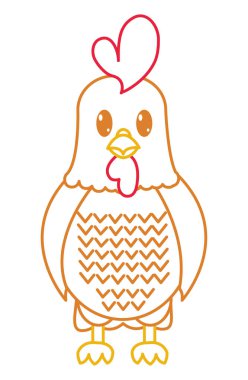 renkli horoz şirin çiftlik hayvan karakter vektör çizim