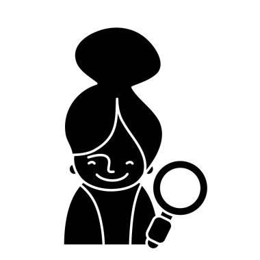 siluet kadın bluz ve Büyüteç aracı vektör çizim ile