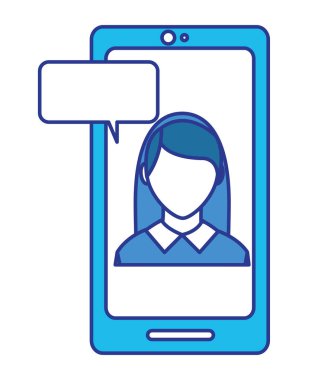 kadın renk sohbet kabarcık vektör çizim ile smartphone içinde meçhul