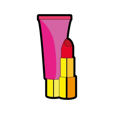 Ruj ve krem, Aksesuar ve kozmetik Tema kadar izole tasarım vektör çizim yapmak