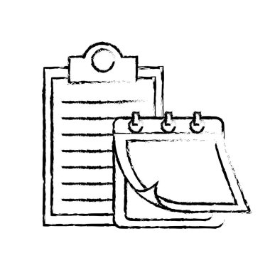 Grunge onay listesi belge takvim saat vektör çizim ile