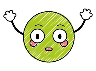 sürpriz emoji yüz ifadesi ile silah vektör çizim doodle