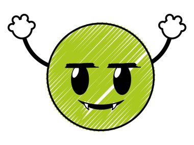Doodle vampir emoji yüz ifadesi silah vektör çizim ile