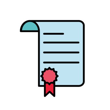 çizgi rengini kağıt işletme belgesi madalya işareti ile vektör çizim