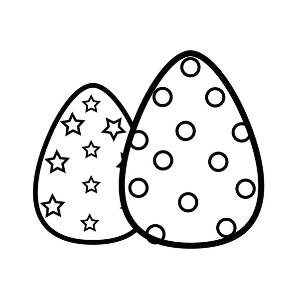 Lijn Pasen Eieren Met Punten Sterren Decoratie Vectorillustratie — Stockvector