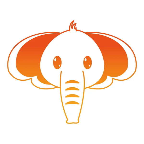 Ligne Orange Éléphant Tête Mignon Animal Personnage Vectoriel Illustration — Image vectorielle