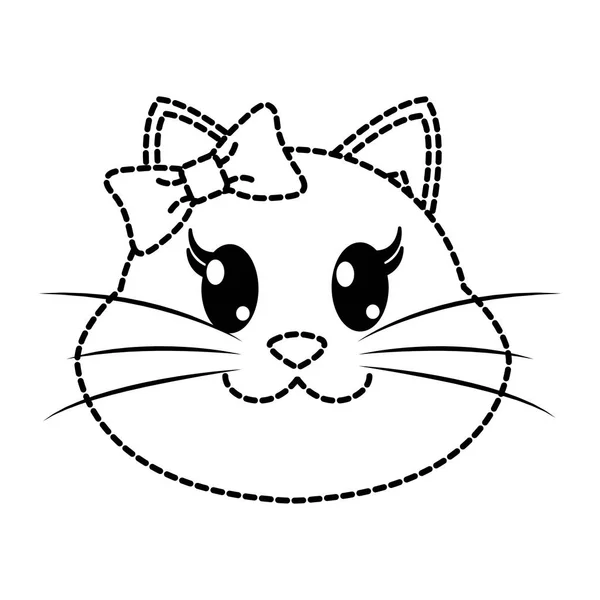 ドット形状のメス猫頭のかわいい動物のベクトル図 — ストックベクタ