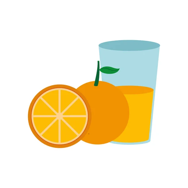 Orange Jus Fruits Aliments Sains Biologiques Thème Conception Isolée Illustration — Image vectorielle