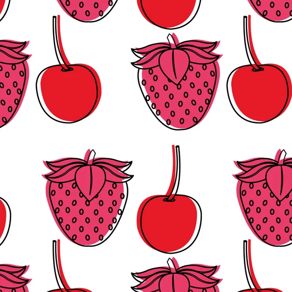 イチゴと健康 有機食品テーマ分離デザイン ベクトル イラスト桜 — ストックベクタ