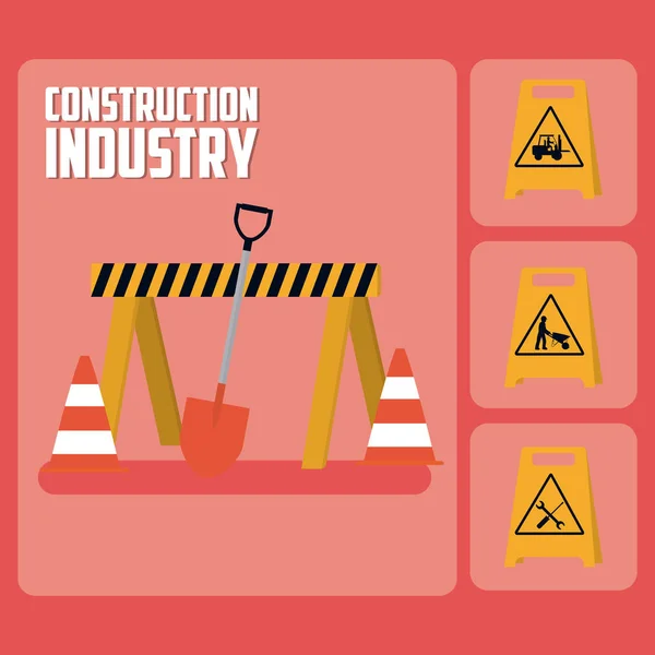 Conjunto de ícones roadsign construção — Vetor de Stock