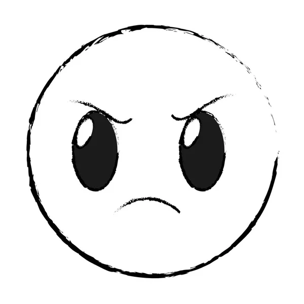 Grunge Θυμωμένο Πρόσωπο Χειρονομία Σύμβολο Έκφραση Διανυσματικά Εικονογράφηση — Διανυσματικό Αρχείο