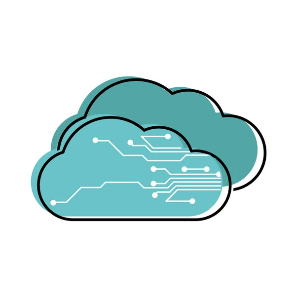 Cloud Computing Della Tecnologia Archiviazione Tema Virtuale Design Isolato Illustrazione — Vettoriale Stock