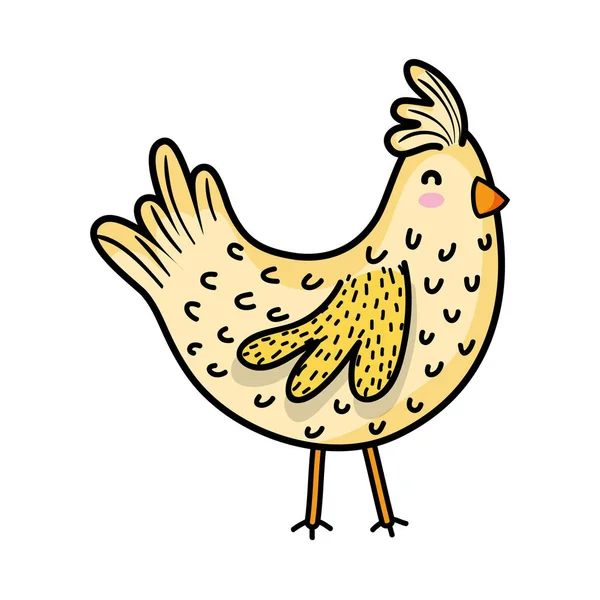 Gallina Fattoria Uccello Animale Con Ali Vettoriale Illustrazione — Vettoriale Stock