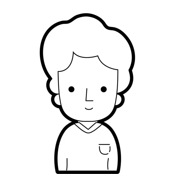 Homem Linha Com Shirt Casual Desenho Penteado Ilustração Vetorial —  Vetores de Stock