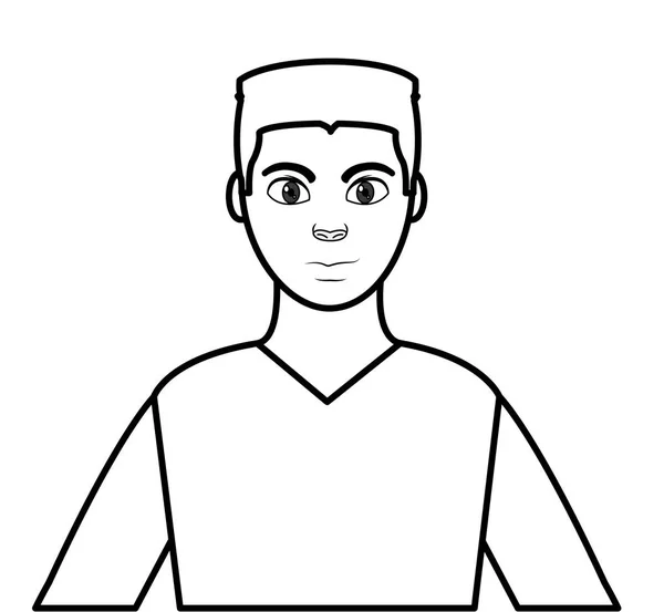 Línea Avatar Hombre Con Peinado Camisa Diseño Vector Ilustración — Vector de stock