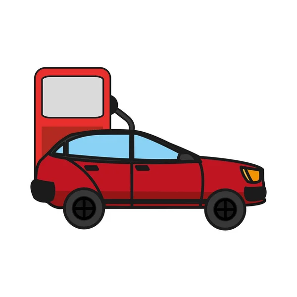 Autó Tranport Benzinkút Üzemanyag Vektoros Illusztráció — Stock Vector