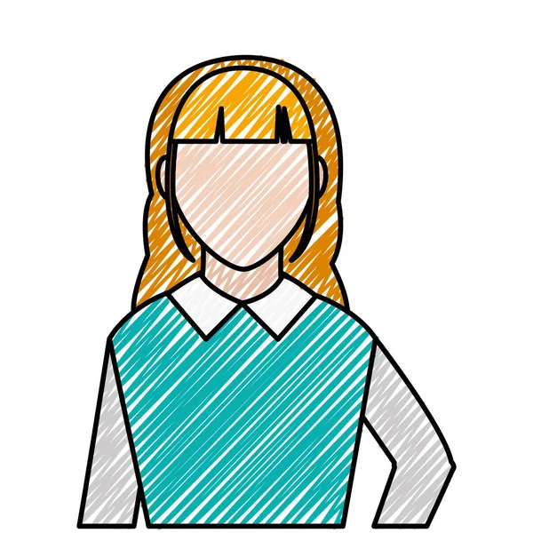 Doodle Аватар Женщина Элегантной Блузкой Прической Векторной Иллюстрацией — стоковый вектор
