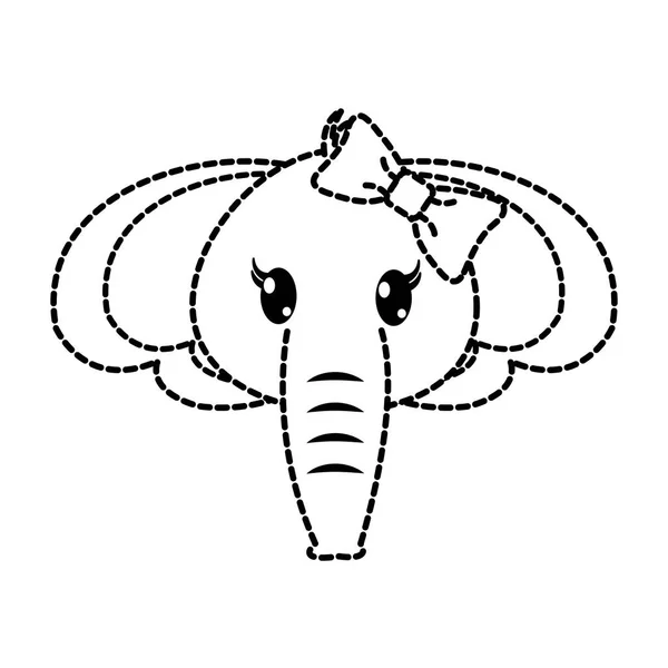 Dotted Shape Female Elephant Head Cute Animal Vector Illustration — Stock Vector