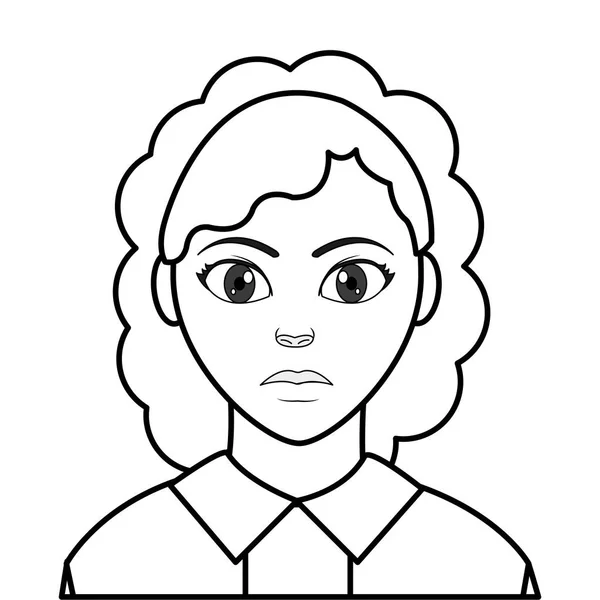 Ligne Avatar Femme Avec Coiffure Élégante Illustration Vectorielle Chemisier — Image vectorielle
