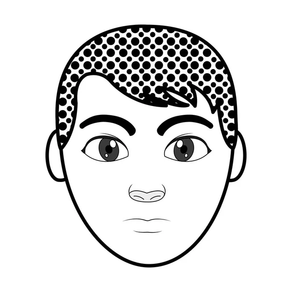 Remplissage Texture Avatar Homme Tête Avec Expression Faciale Illustration Vectorielle — Image vectorielle