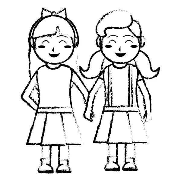Dívky Karikatura Kid Dětství Malí Lidé Téma Izolované Design Vektorové — Stockový vektor