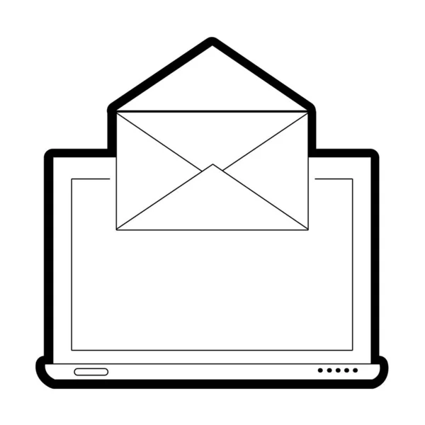 Ligne Écran Portable Avec Mail Lettre Message Vectoriel Illustration — Image vectorielle