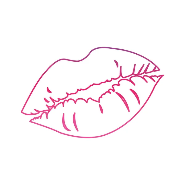 縮退ライン セクシーな女性の唇スタイル アイコン ベクトル図 — ストックベクタ