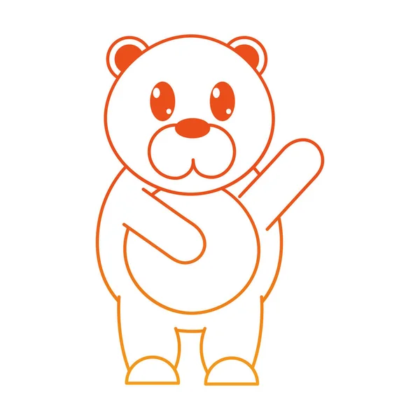 ベクトル図を手でオレンジ色のライン愛らしいクマの野生動物 — ストックベクタ