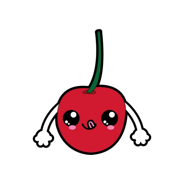 Cherry Owoców Zdrowej Ekologicznej Żywności Tematu Białym Tle Projekt Ilustracji — Wektor stockowy