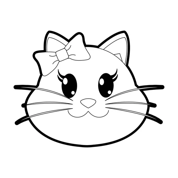 Zarys Ilustracja Kobiece Kobieta Kot Głowy Wektor Zwierzę Ładny — Wektor stockowy