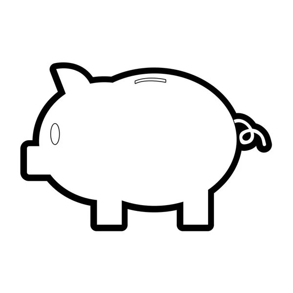 Ligne Cochon Avec Économiser Argent Argent Cash Vecteur Illustration — Image vectorielle