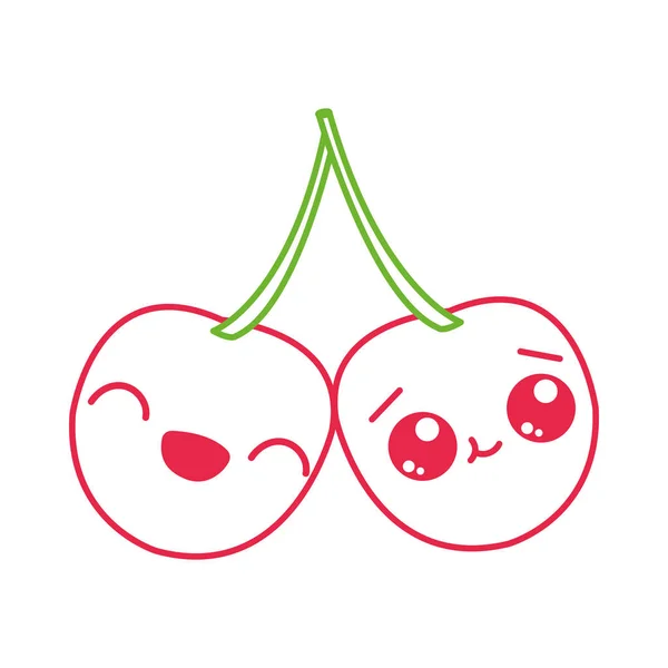 Cerise Fruits Alimentation Saine Biologique Thème Conception Isolée Illustration Vectorielle — Image vectorielle