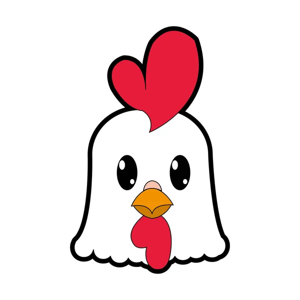 Couleur Tête Coq Mignon Animal Personnage Vectoriel Illustration — Image vectorielle