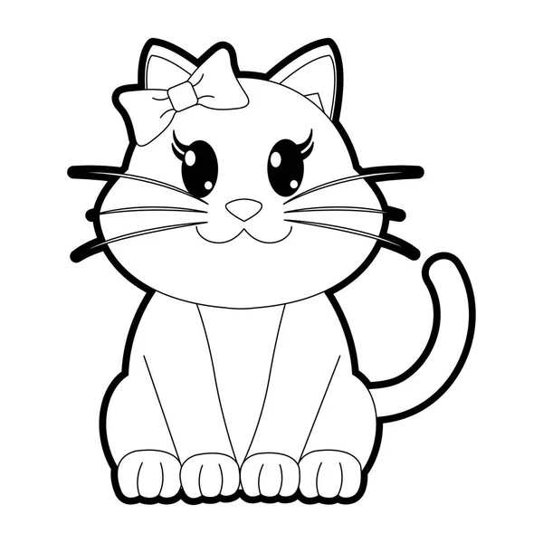 Szerkezeti Macska Aranyos Állat Szalag Vektoros Illusztráció — Stock Vector