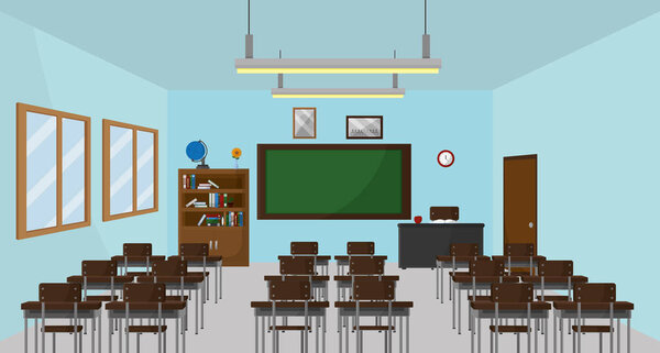 School classroom of education and lesson theme Vector illustration