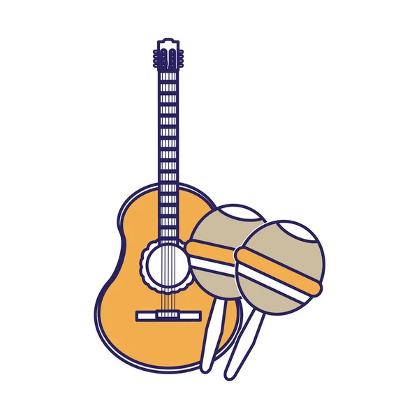 Maracas Guitar Instrument Music Sound Theme Isolated Design Vector Illustration — Stock Vector
