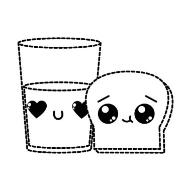 Ekmek ve unlu gıda mutfak ve salonu Tema izole tasarım vektör çizim süt