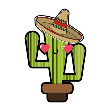 Kaktüs bitki çöl ve doğa Tema izole tasarım vektör çizim