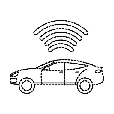 şekil araba taşıma dijital wifi bağlantı vektör çizim ile noktalı