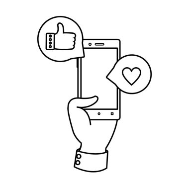 Smartphone ve Sosyal Medya Icons aygıt becerikli alet ve teknoloji Tema izole tasarım vektör çizim