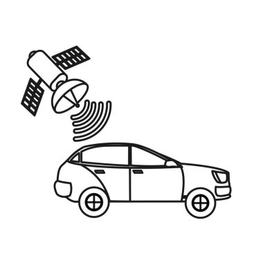 satır araba tranport uydu wifi bağlantı vektör çizim ile