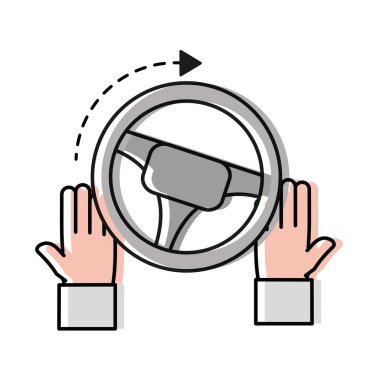 renk adam eller direksiyon sürücü vektör çizim ile hareket