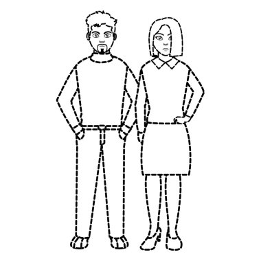 vektör çizim şekil şık iş adamları giyim ve saç modeli tasarım ile noktalı