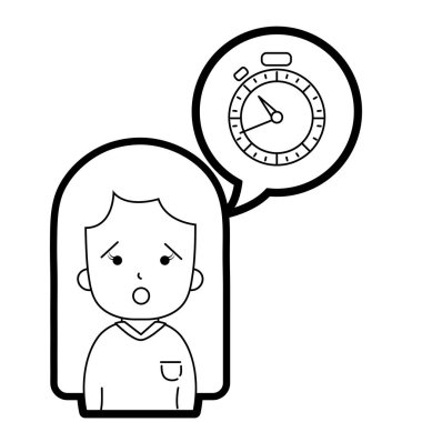 satır kadın bluzu ve Chronometre sohbet kabarcık vektör çizim içinde sürpriz