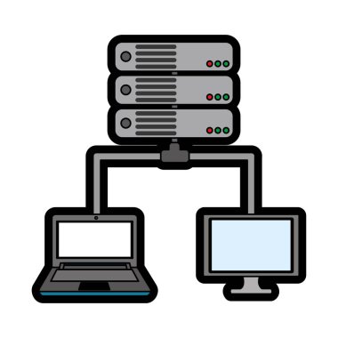 Veri Merkezi barındırma web ve Tema izole tasarım vektör çizim temel